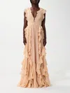 Ulla Johnson Florella Ruffle Sleeveless Silk Gown In Peony