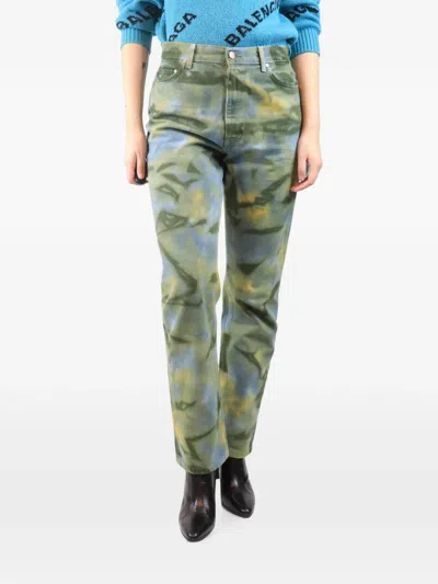 Pre-owned Ulla Johnson Dye-print Trousers In Green