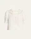 Ulla Johnson Dylan Puff-sleeve Cotton Top In Cowrie