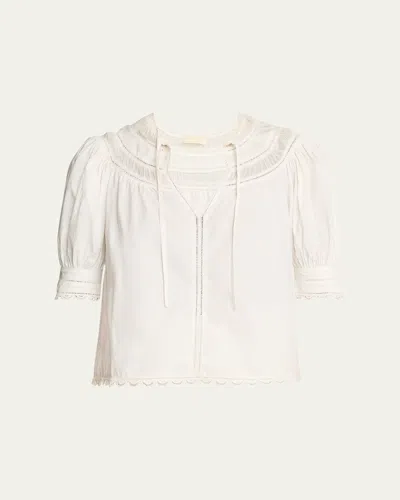 Ulla Johnson Dylan Puff-sleeve Cotton Top In Beige