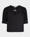 Ulla Johnson Dylan Lace-inset Cotton Top In Multi