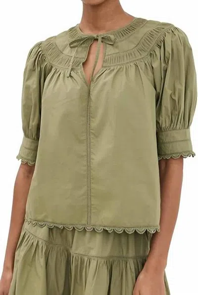 Ulla Johnson Dylan Puff Shoulders Top In Lichen