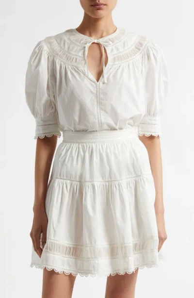 Ulla Johnson Dylan Puff Sleeve Cotton Top In Cowrie