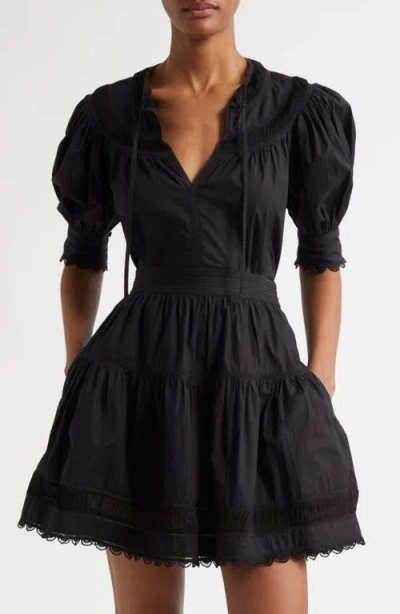 Ulla Johnson Dylan Puff Sleeve Cotton Top In Noir