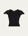 Ulla Johnson Edith Knit Ruffle-sleeve Top In Black
