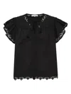 Ulla Johnson Effie Flutter-sleeve Blouse In Black