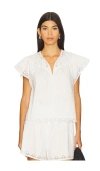Ulla Johnson Effie Flutter Sleeve Top In White