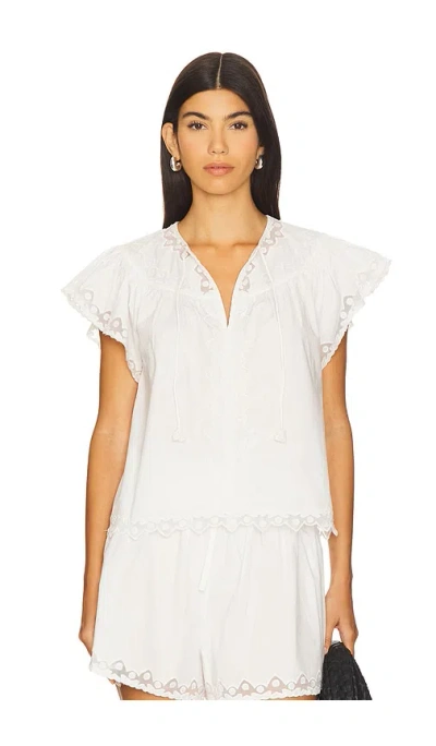 Ulla Johnson Effie Flutter Sleeve Top In White