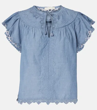 ULLA JOHNSON EFFIE LACE-TRIMMED COTTON TOP