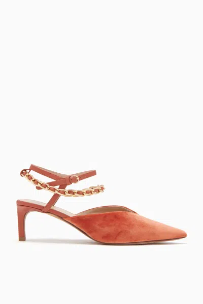 Ulla Johnson Pointed Kitten Heels With Chain Rust/copper In Henna