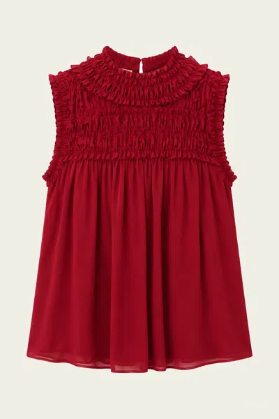 Ulla Johnson Effie Sleeveless Silk Top In Cerise In Red