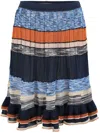 Ulla Johnson Eios Pleated Striped Knit Midi Skirt In 蓝色