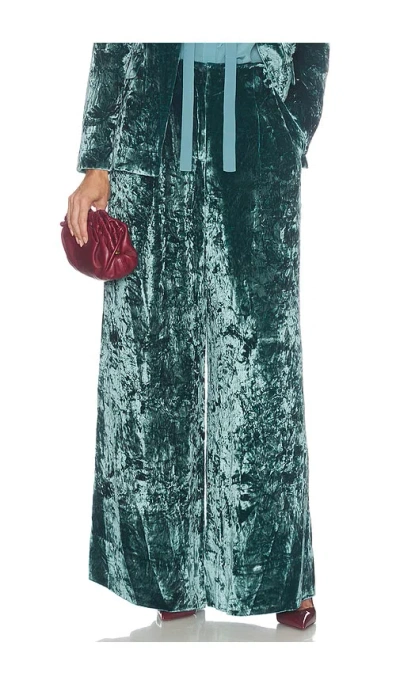 Ulla Johnson Elan Velvet Pant In Green