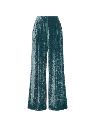 Ulla Johnson Elan Velvet Wide-leg Pants In Blue