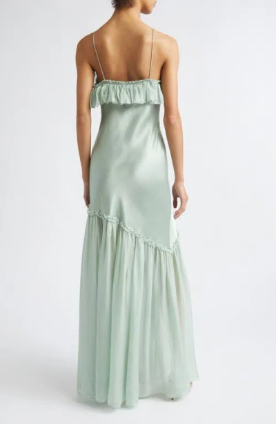 Ulla Johnson Elaria Ruffle Silk Gown In Green