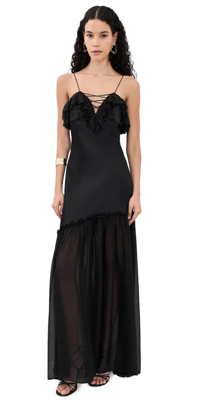 Ulla Johnson Elaria Silk Gown Noir In Black