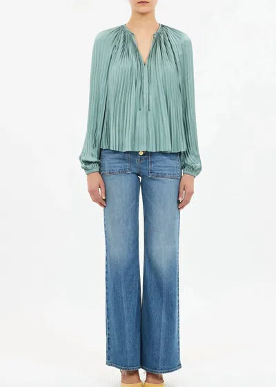 Ulla Johnson Electra Long Sleeve Blouse In Sea Glass In Multi
