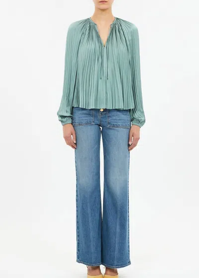 Ulla Johnson Electra Long Sleeve Blouse In Sea Glass In Multi