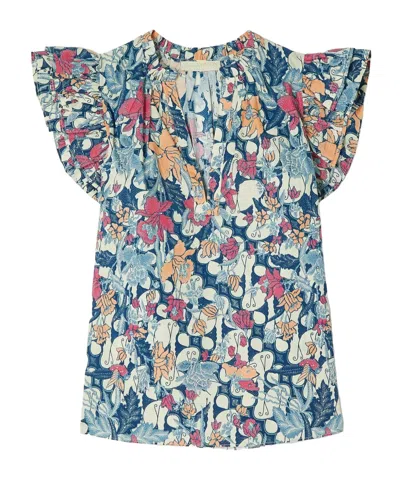 Ulla Johnson Elena's Floral Print Ruffled Shirt In Multi