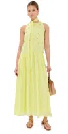 Ulla Johnson Eleni Belted Embellished Silk-georgette Maxi Dress In Citron