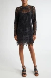 Ulla Johnson Eleni Eyelet-lace Linen Mini Dress In Noir