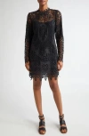 Ulla Johnson Eleni Eyelet-lace Linen Mini Dress In Noir