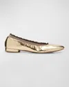 Ulla Johnson Elise Metallic Ruffle Ballerina Flats In Light Gold