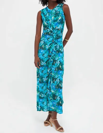 Ulla Johnson Elise Sleeveless Floral Ruffle Dress In Azul