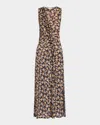 Ulla Johnson Elise Floral Print Ruffle Sleeveless Maxi Dress In Aura