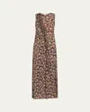 Ulla Johnson Elise Floral Print Ruffle Sleeveless Maxi Dress In Aura