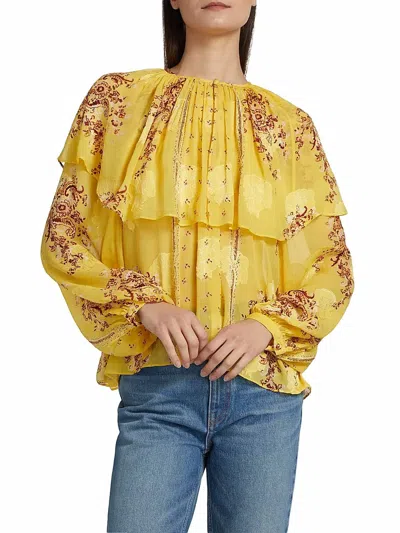 Ulla Johnson Elissa Cape Layer Blouse In Yellow