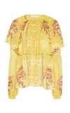 Ulla Johnson Elissa Layered Ruffles Silk Top In Yellow