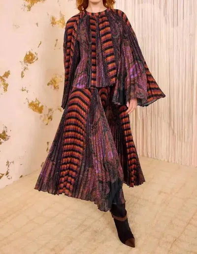 Ulla Johnson Ella Pleated Bell Long Sleeve Blouse In Amethyst In Green