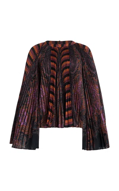 Ulla Johnson Ella Pleated Bell Sleeve Top In Multi