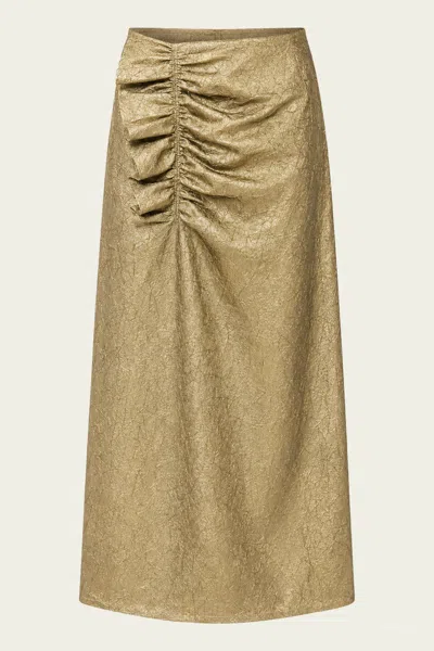 Ulla Johnson Ellis Taffeta Midi Skirt In Light Gold
