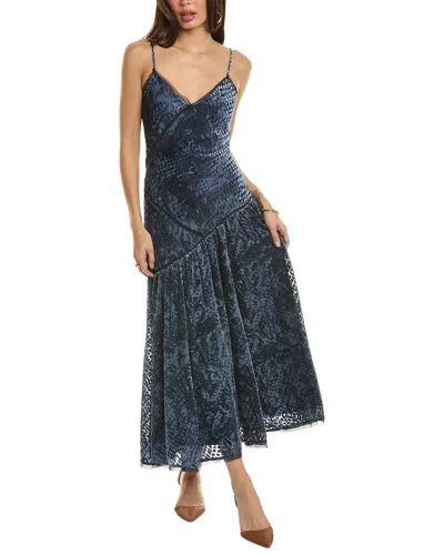 Ulla Johnson Elodie Devoré-effect Midi Dress In Navy