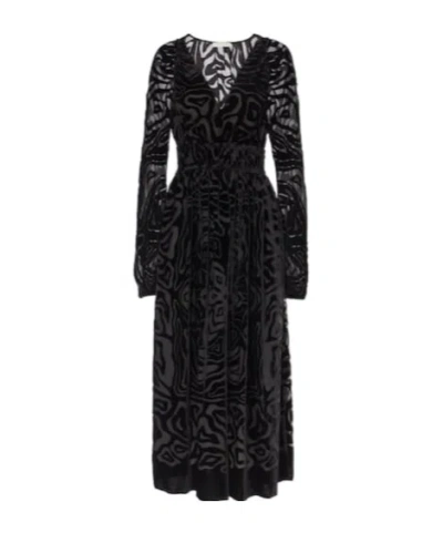 Ulla Johnson Elora Velvet And Mesh Midi Dress In Black