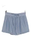 Ulla Johnson Elowen Belted Tulle-trimmed Embroidered Cotton-chambray Shorts In Blue