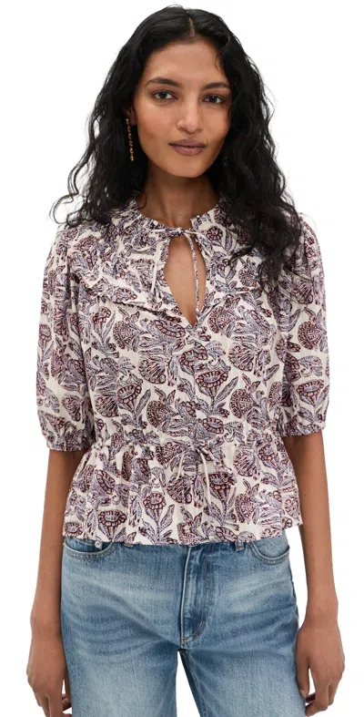 Ulla Johnson Elvie Short Sleeve Cotton Top Meadow In Gray