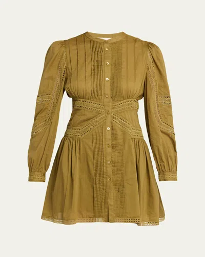 Ulla Johnson Elysia Embroidered Cotton Mini Dress In Green