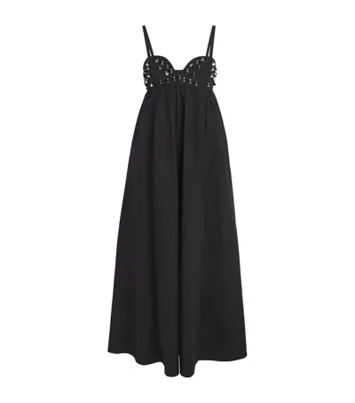 Ulla Johnson Harlan Beaded Empire-waist Dress In Black