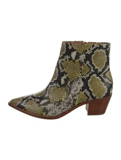 Pre-owned Ulla Johnson Embossed Leather Animal Print Boots In Black