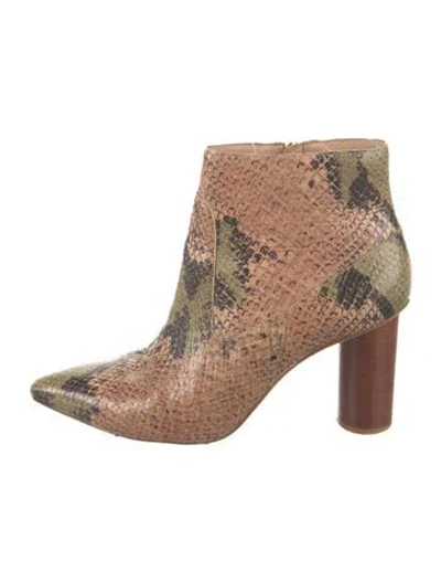 Pre-owned Ulla Johnson Embossed Leather Animal Print Boots In Multi