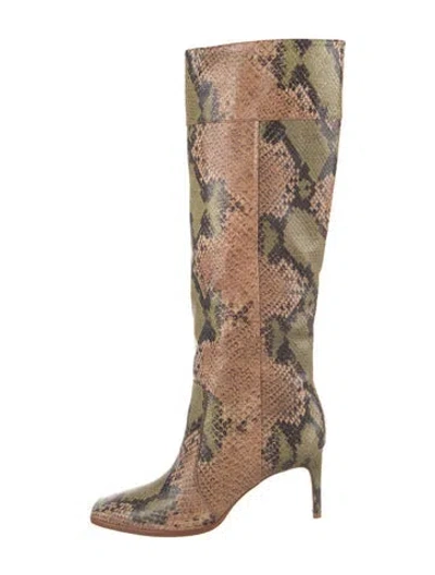 Pre-owned Ulla Johnson Embossed Leather Animal Print Boots In Neutrals