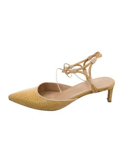 Pre-owned Ulla Johnson Embossed Leather Animal Print Pumps In Gold/metallic