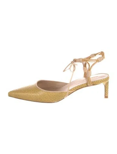 Pre-owned Ulla Johnson Embossed Leather Animal Print Pumps In Neutrals/yellow