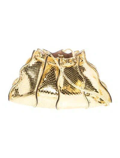 Pre-owned Ulla Johnson Embossed Leather Bucket Bag In Gold