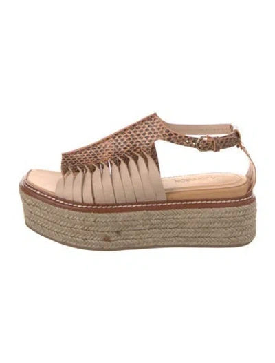 Pre-owned Ulla Johnson Embossed Leather Espadrilles In Orange