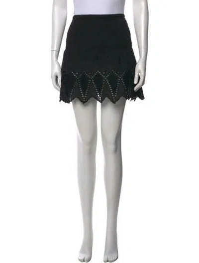 Pre-owned Ulla Johnson Embroidered Accent Mini Skirt In Black