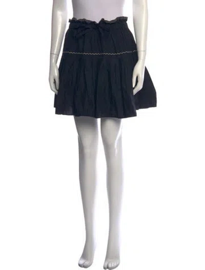 Pre-owned Ulla Johnson Embroidered Accent Mini Skirt In Black